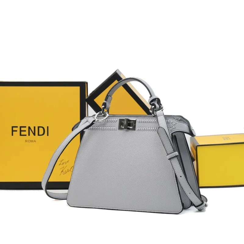 Fendi Light Gray Top Handle Bag 518 - Image 3