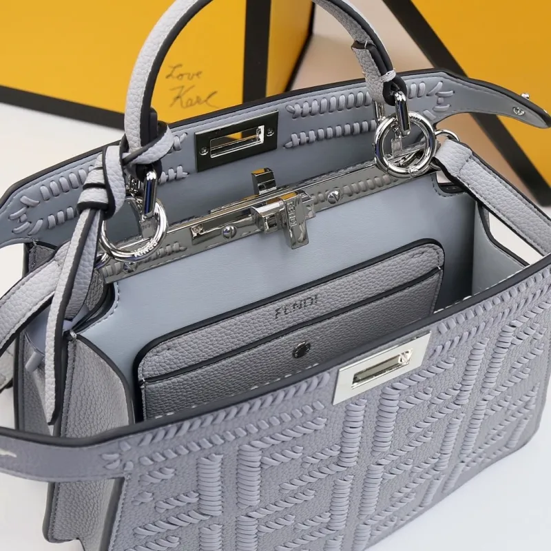 Fendi Light Gray Top Handle Bag 518 - Image 8