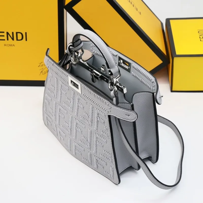 Fendi Light Gray Top Handle Bag 518 - Image 9