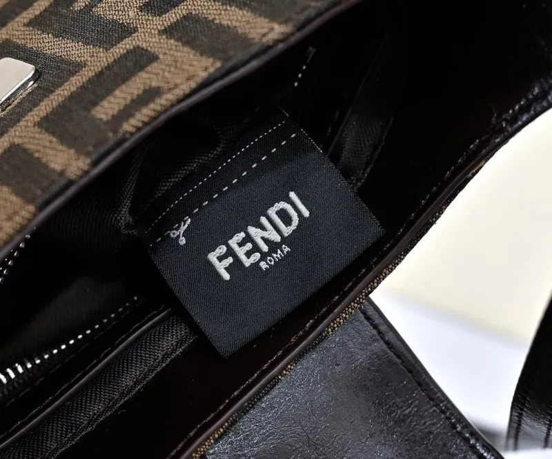 Fendi Brown FF Monogram Small Bucket Bag 521 - Image 7