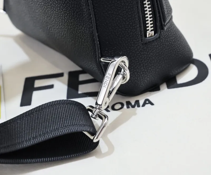 Fendi Black Leather Chest Sling Bag - Image 6