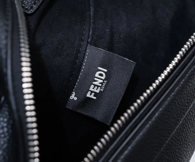 Fendi Black Leather Chest Sling Bag - Image 7