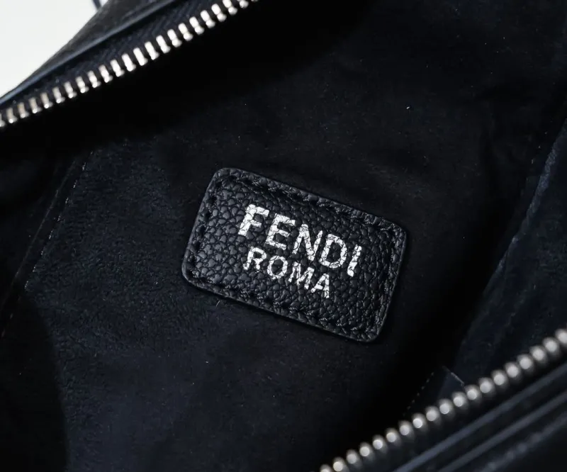 Fendi Black Leather Chest Sling Bag - Image 8
