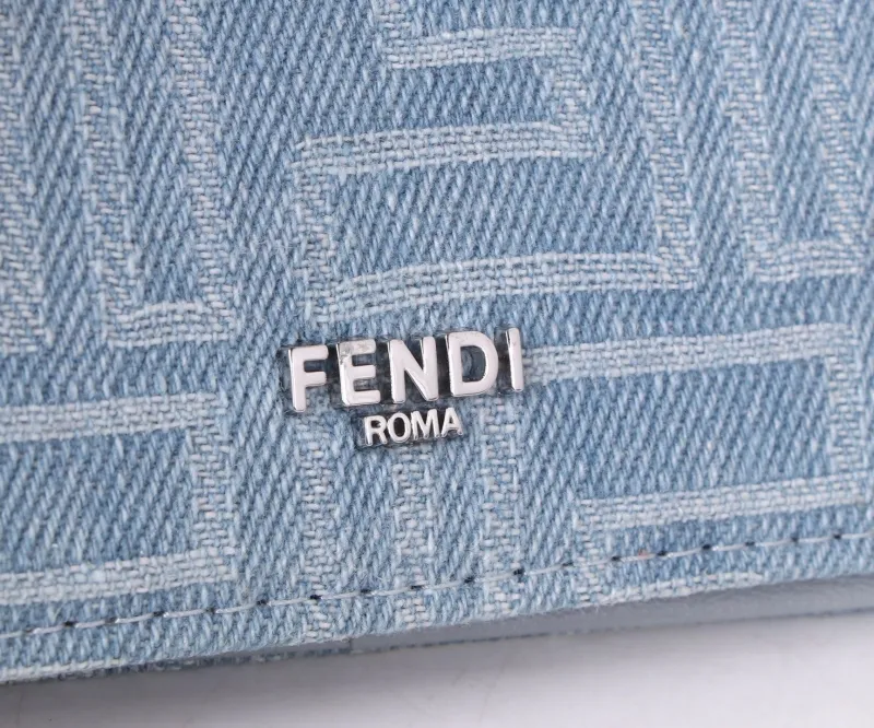 Fendi Light Blue Denim Wallet - Image 3