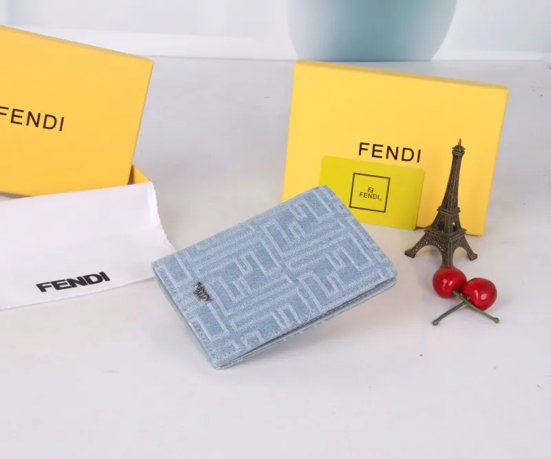 Fendi Light Blue Denim Wallet - Image 4