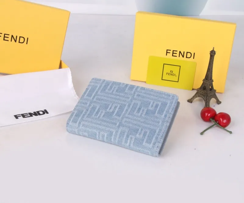 Fendi Light Blue Denim Wallet - Image 5