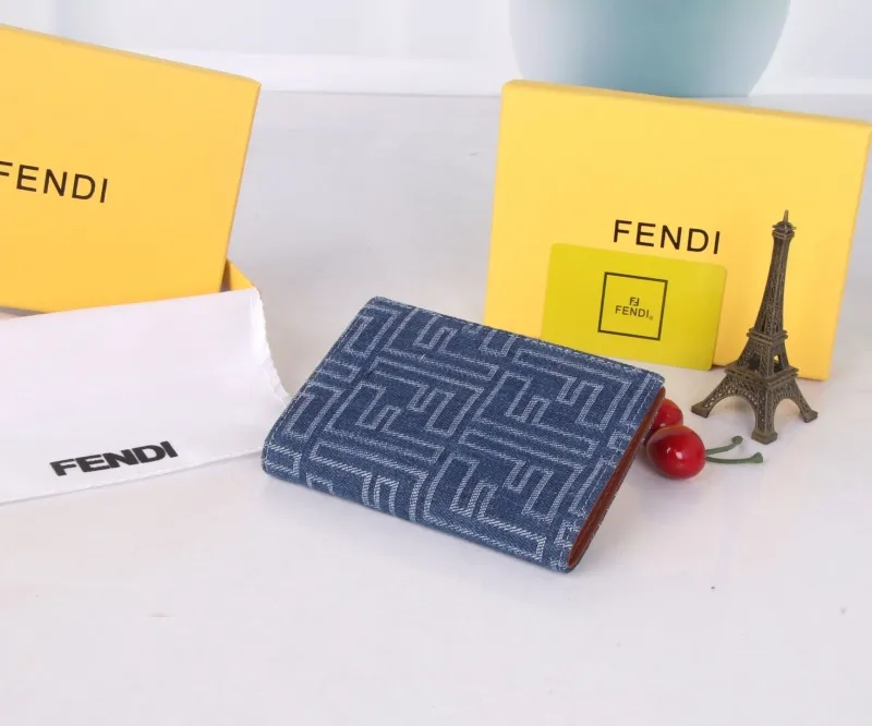 Fendi Blue Denim Monogram Wallet - Image 5
