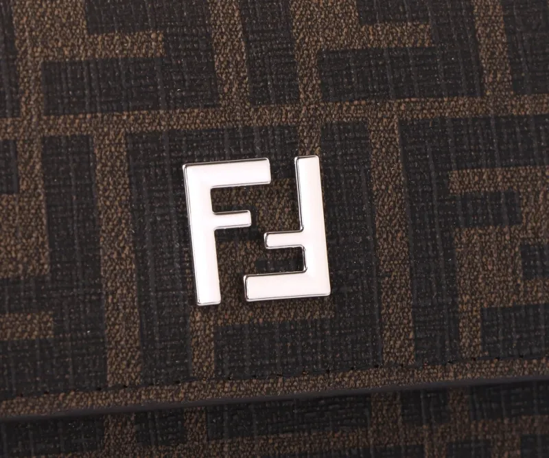 Fendi Brown Zucca Chain Wallet - Image 4
