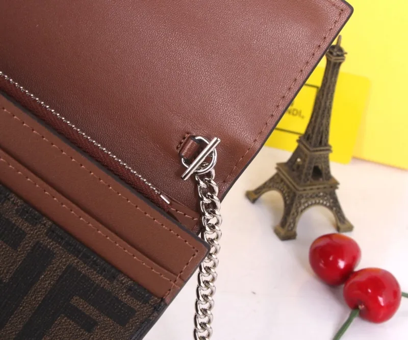 Fendi Brown Zucca Chain Wallet - Image 6