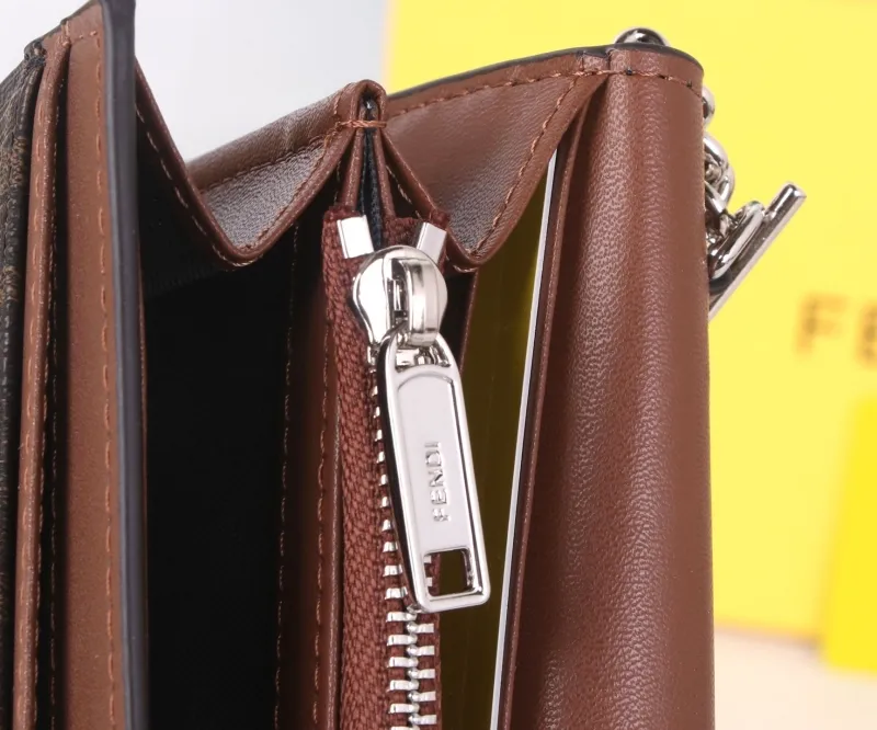 Fendi Brown Zucca Chain Wallet - Image 7