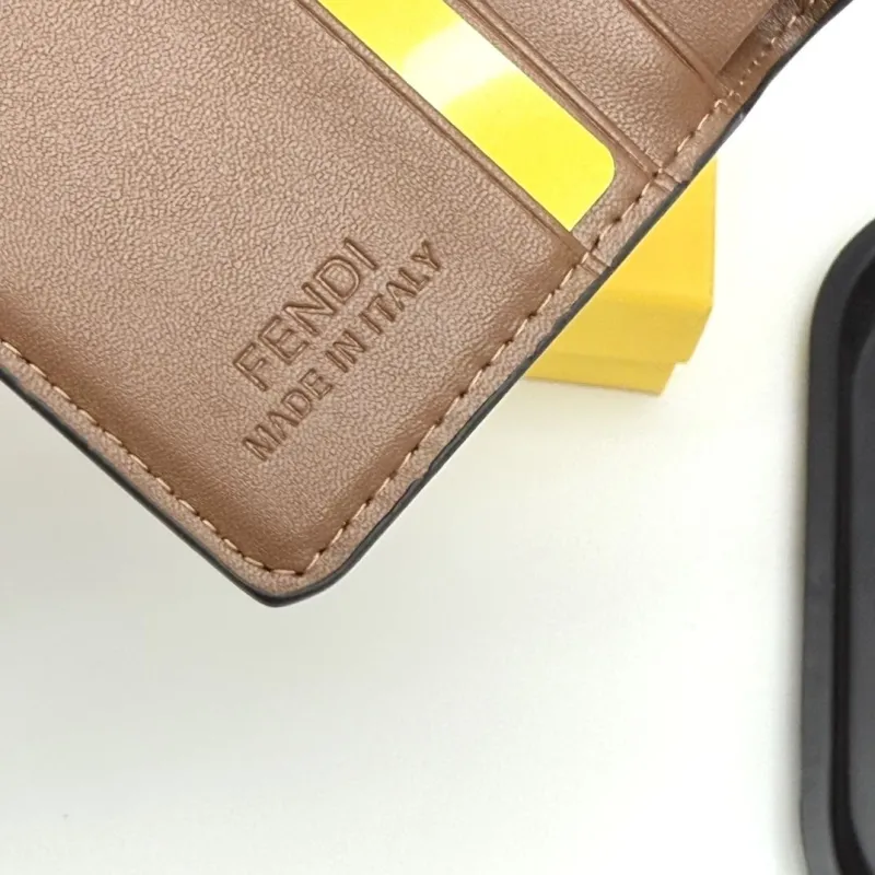 Fendi FF Logo Dark Brown Compact Zip Wallet - Image 9