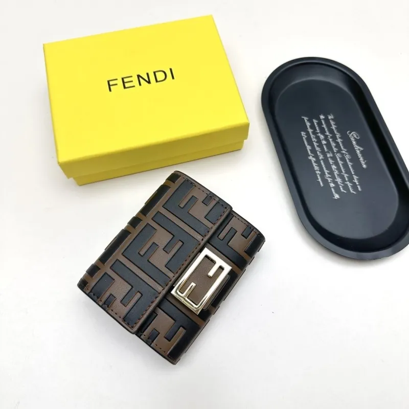 Alternative view of Fendi Brown Black FF Pattern Leather Wallet