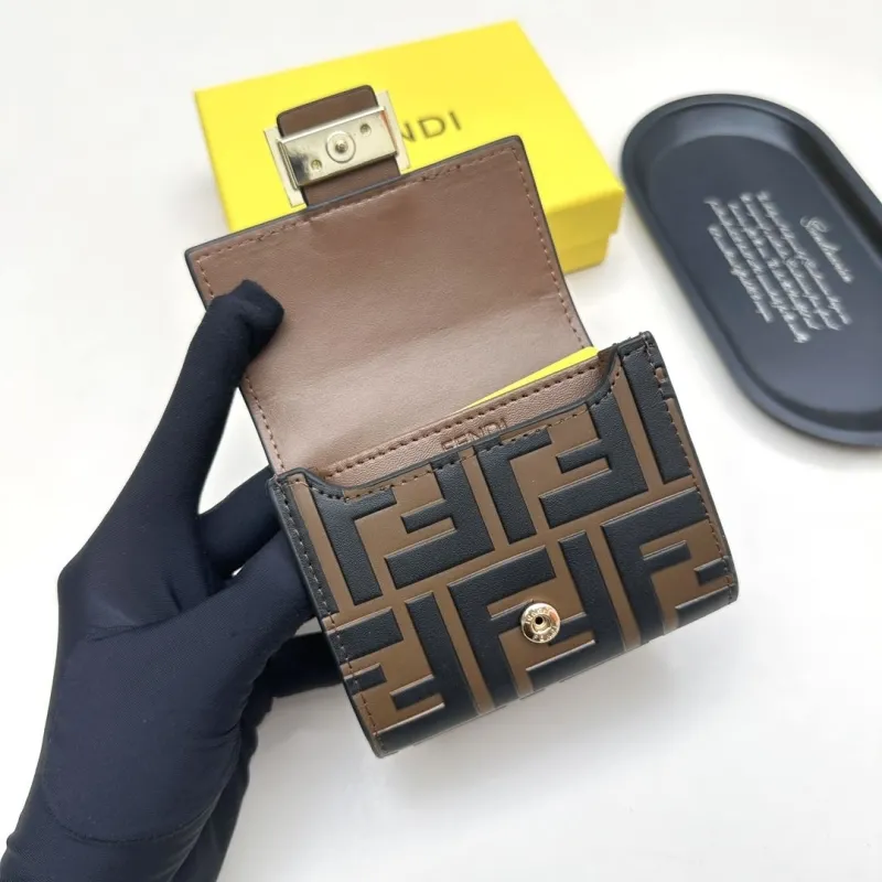 Fendi Brown Black FF Pattern Leather Wallet - Image 8