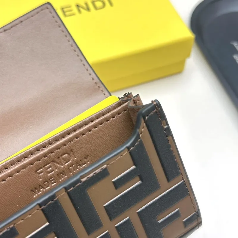 Fendi Brown Black FF Pattern Leather Wallet - Image 9