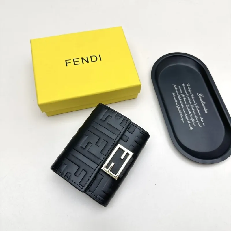 Alternative view of Fendi Black Leather Compact Wallet