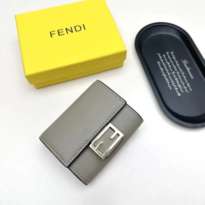 Alternative view of Fendi Gray Compact Leather Wallet