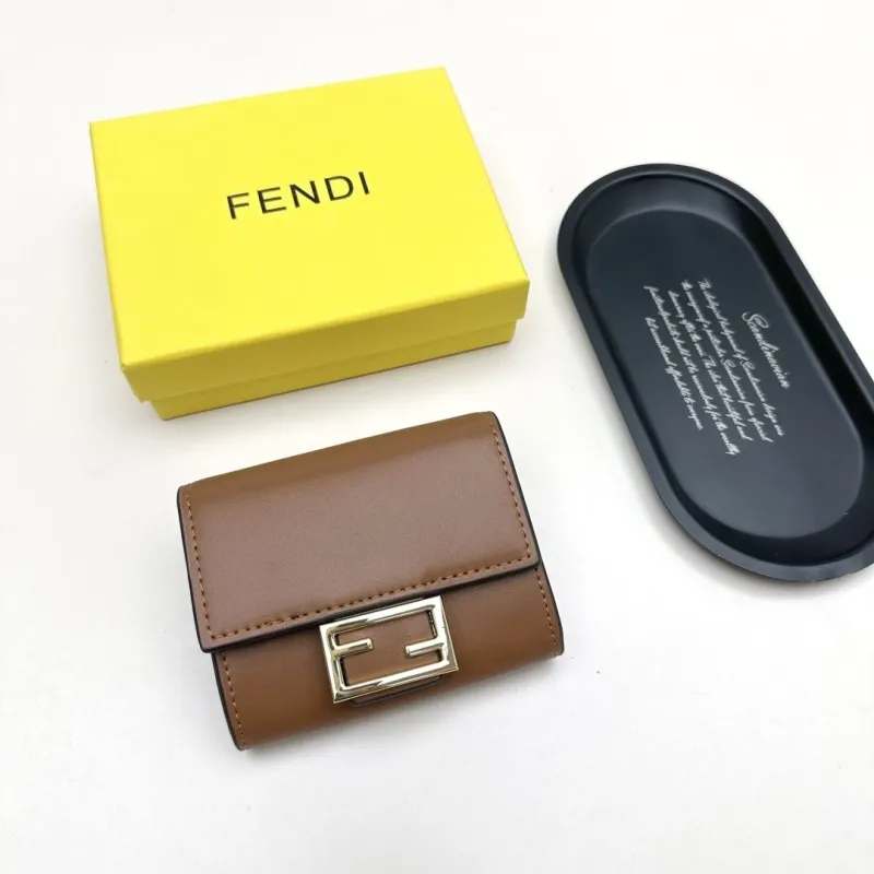 Fendi Brown Compact Leather Wallet