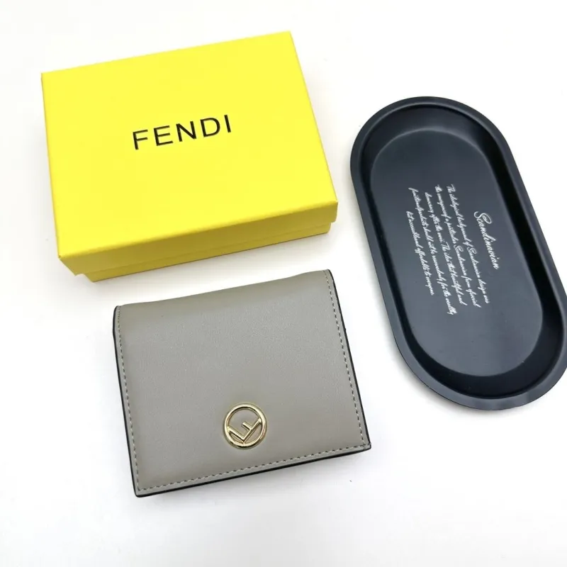 Fendi Gray Leather Bifold Wallet