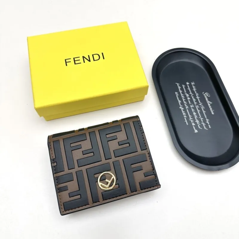 Fendi Brown Black FF Monogram Bifold Wallet