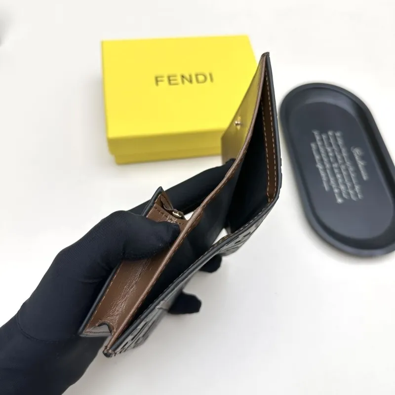 Fendi Brown Black FF Monogram Bifold Wallet - Image 8