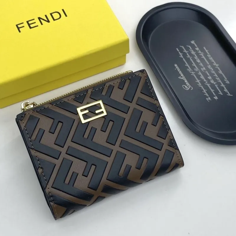 Fendi Brown FF Monogram Leather Wallet