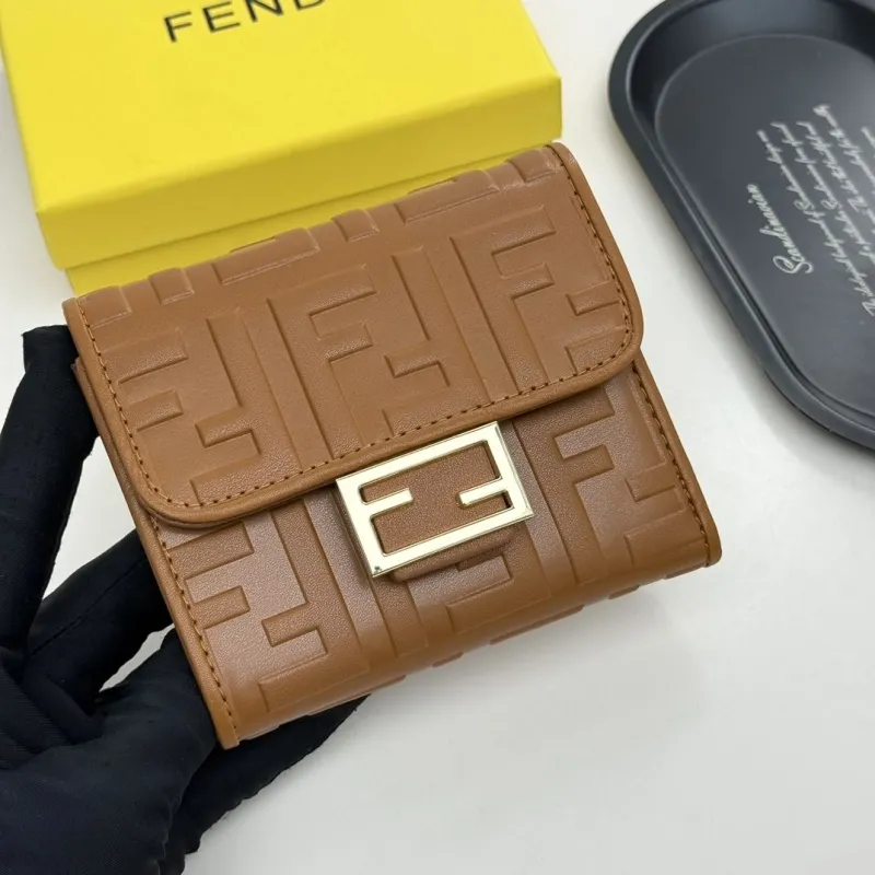 Fendi Brown FF Monogram Leather Wallet