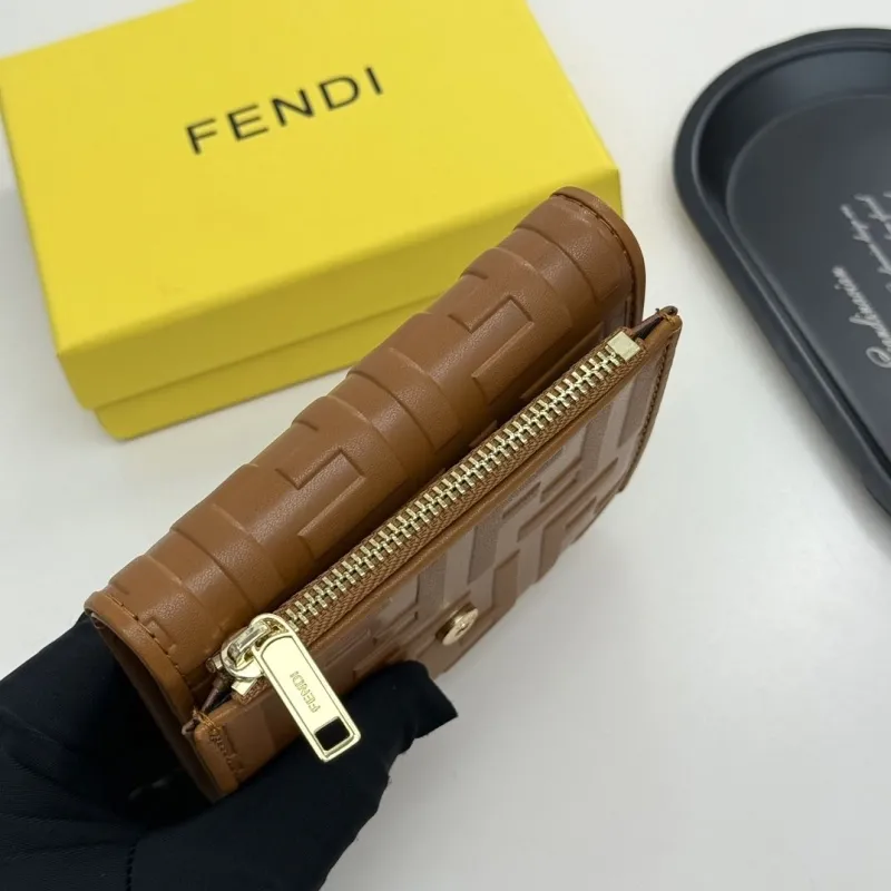 Fendi Brown FF Monogram Leather Wallet - Image 6