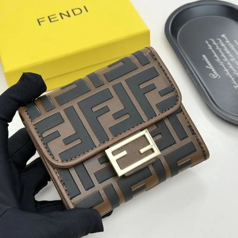Fendi Brown Black Compact Wallet