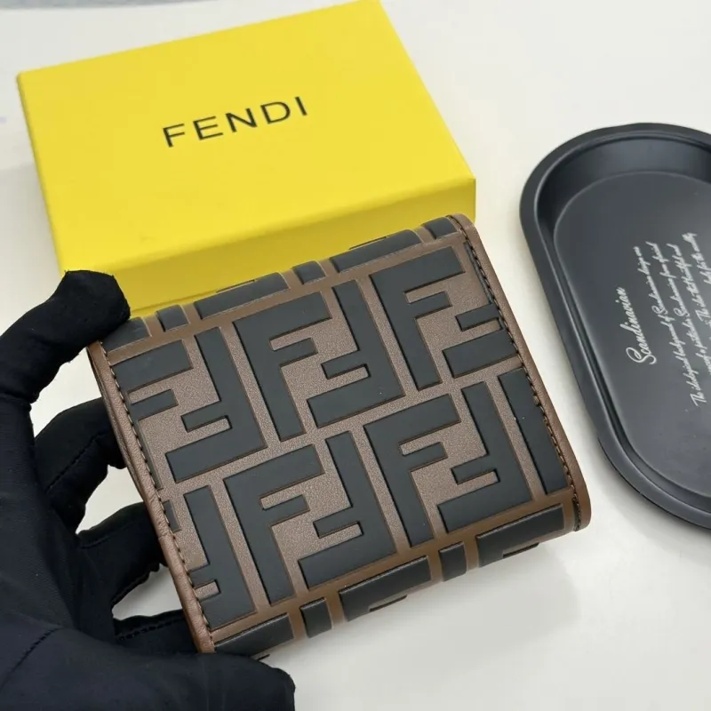 Fendi Brown Black Compact Wallet - Image 3