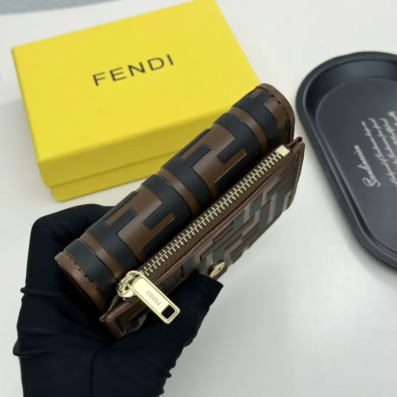 Fendi Brown Black Compact Wallet - Image 7