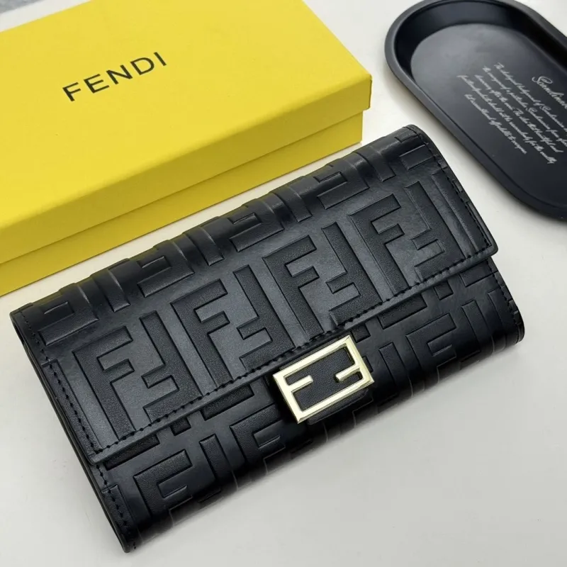 Fendi Black FF Logo Leather Wallet