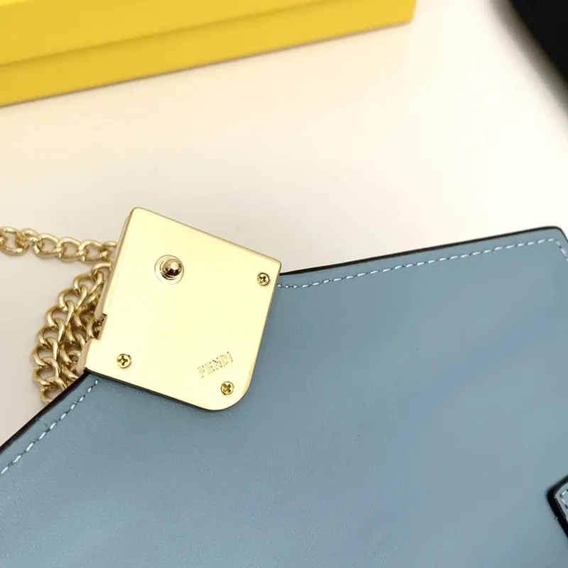 Fendi Two-Tone Leather Chain Wallet - Image 6