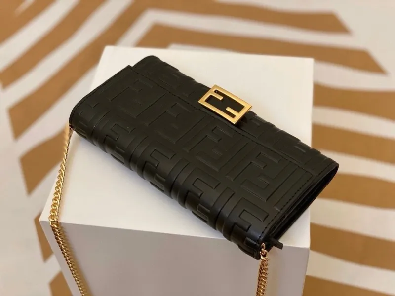 Fendi Black FF Logo Chain Wallet - Image 6