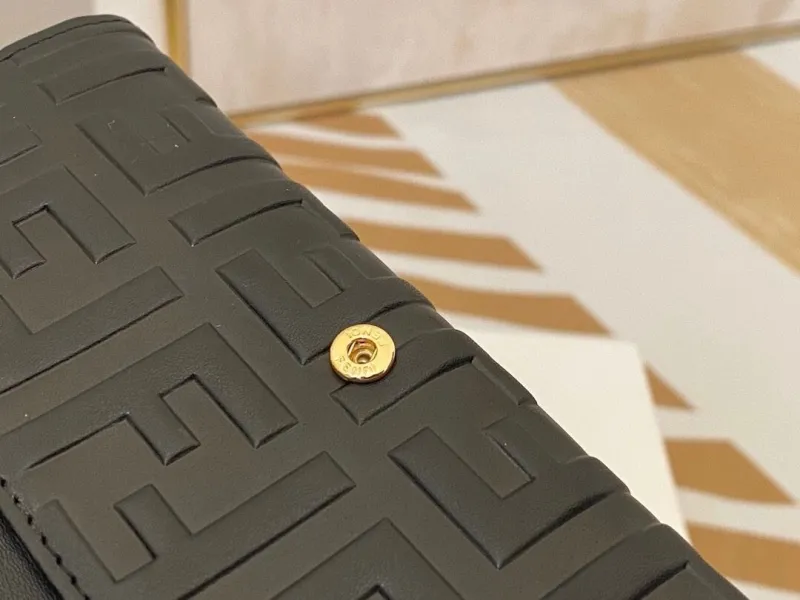 Fendi Black FF Logo Chain Wallet - Image 9