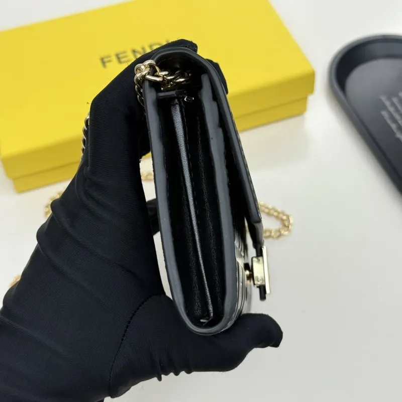 Fendi Black FF Logo Chain Wallet - Image 6