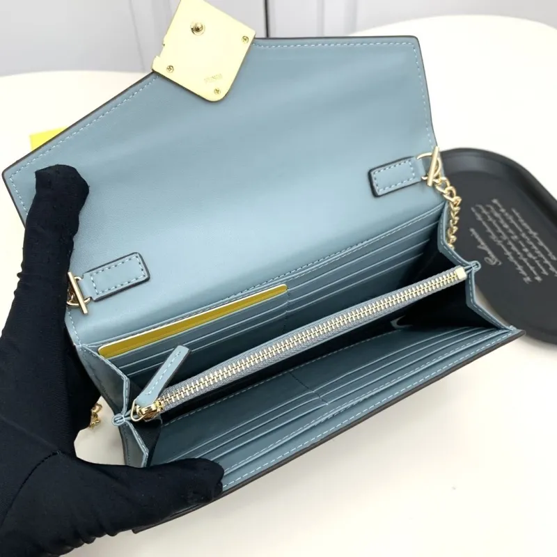 Fendi Two Tone Blue Chain Wallet - Image 7
