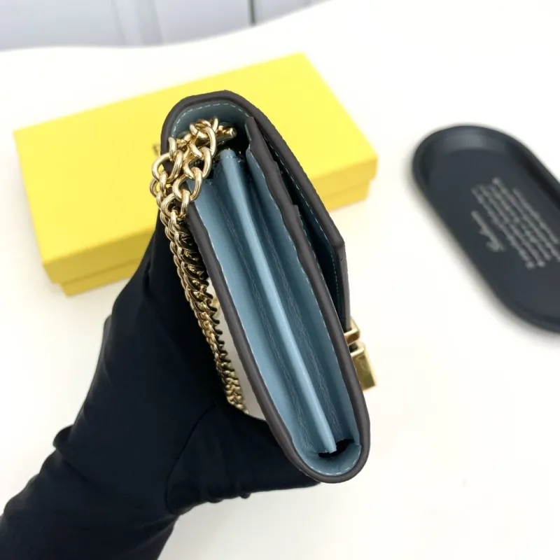 Fendi Two Tone Blue Chain Wallet - Image 8