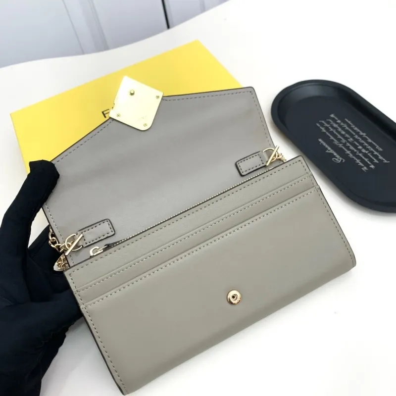 Fendi Gray Leather Chain Wallet - Image 5