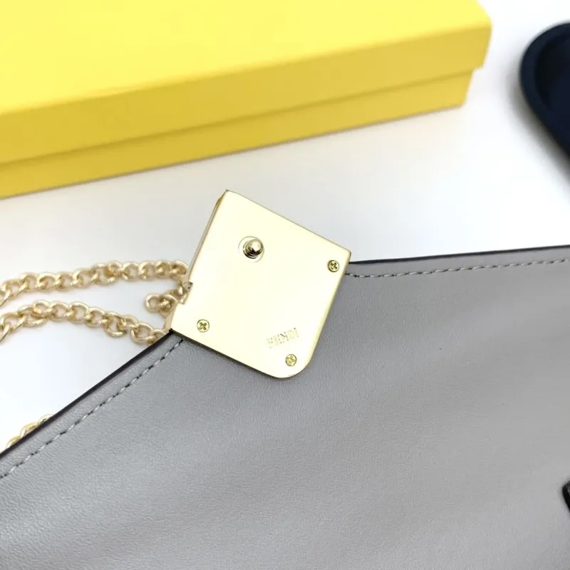 Fendi Gray Leather Chain Wallet - Image 6