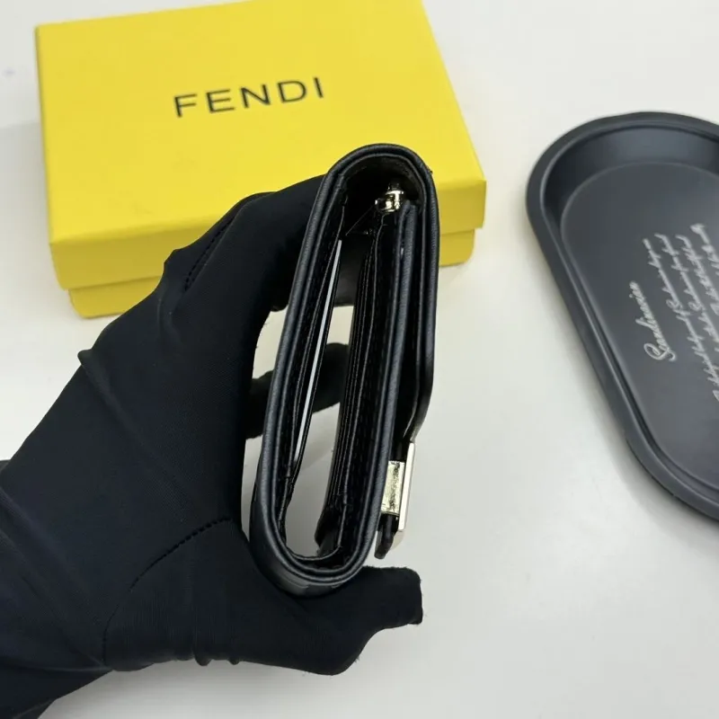 Fendi Black FF Monogram Leather Wallet - Image 5