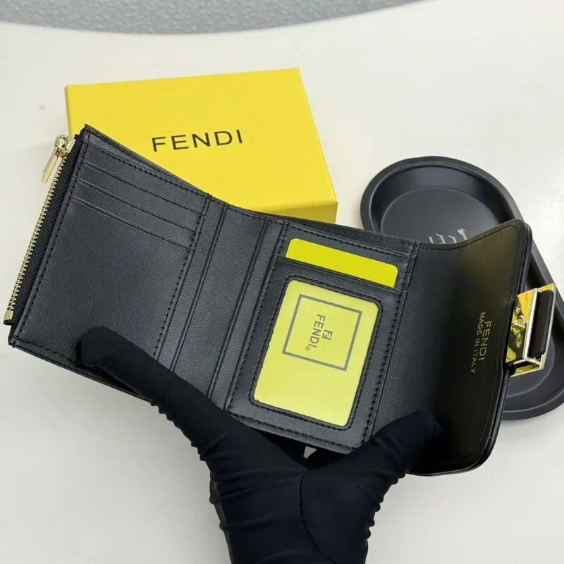 Fendi Black FF Monogram Leather Wallet - Image 7