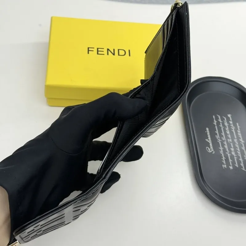 Fendi Black FF Monogram Leather Wallet - Image 8