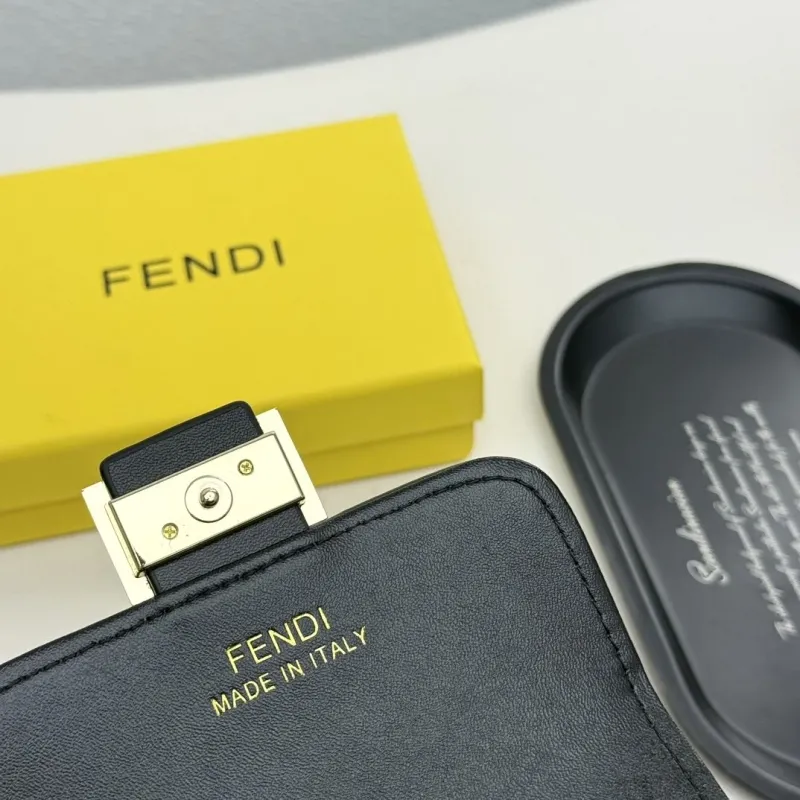 Fendi Black FF Monogram Leather Wallet - Image 9