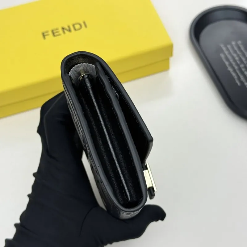 Fendi Black FF Pattern Leather Wallet - Image 5
