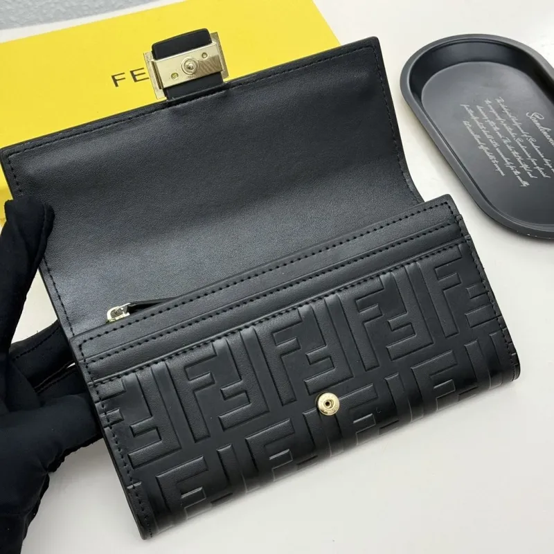Fendi Black FF Pattern Leather Wallet - Image 7