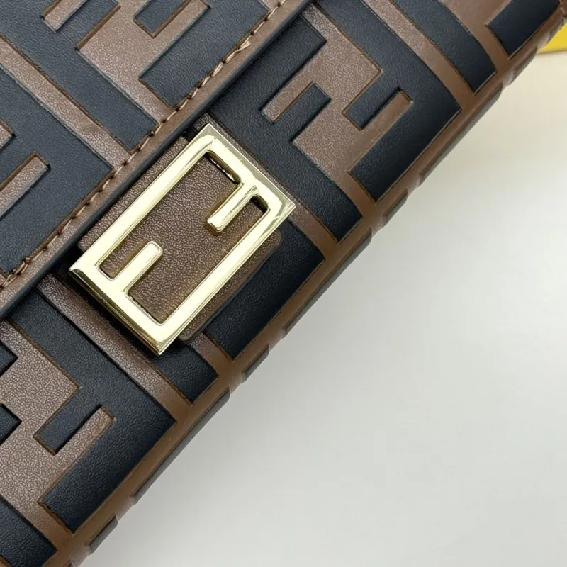 Fendi Brown Black FF Pattern Leather Wallet - Image 5