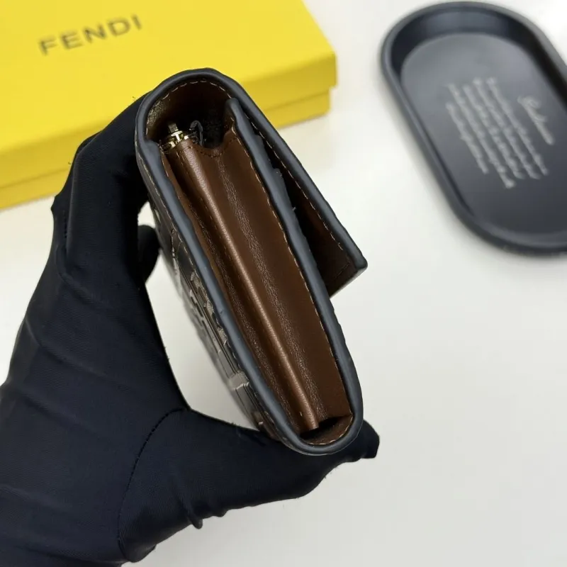 Fendi Brown Black FF Pattern Leather Wallet - Image 8