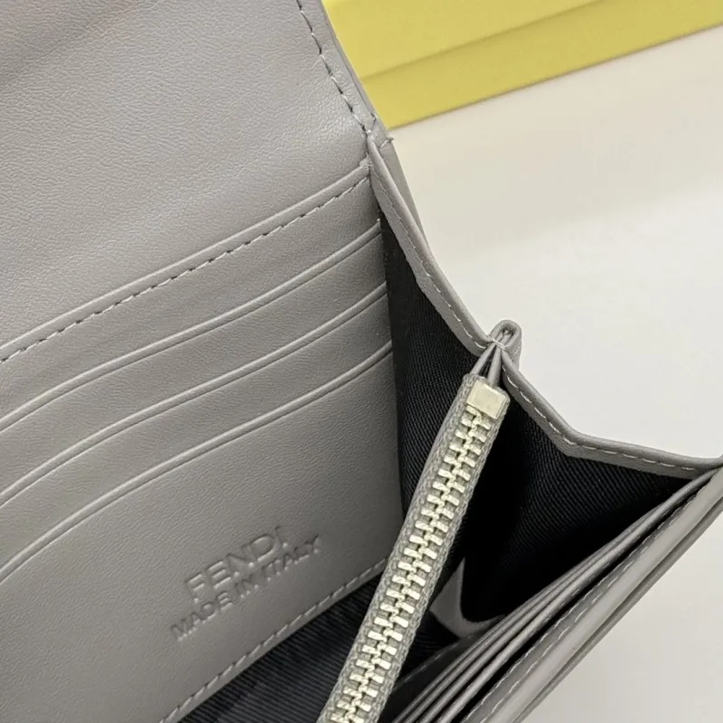 Fendi Gray Leather Long Wallet - Image 9