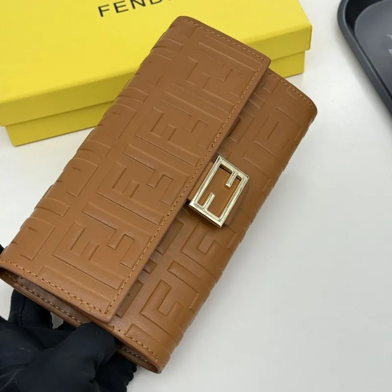 Fendi Brown Embossed Leather Wallet - Image 3