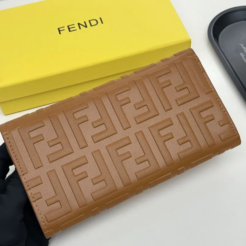 Fendi Brown Embossed Leather Wallet - Image 4